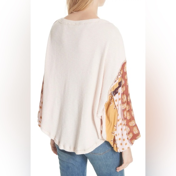 Free People Blossom Printed Balloon-Sleeve Thermal Top Paisley Ballet Pink Large - Picture 5 of 16